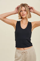 Smoothing Tank Crop Top- Black