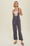 Charcoal Twill Overall Jumpsuit with Pockets