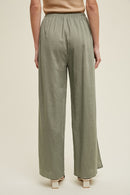 LINEN PANTS WITH SLIT DETAIL - G.Mint