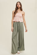 LINEN PANTS WITH SLIT DETAIL - G.Mint