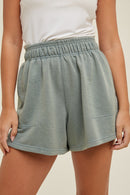 Washed French Terry Sweat Shorts - Pistachio