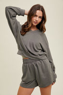 Washed Terry Crop Sweatshirt - Charcoal
