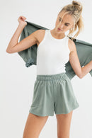 Washed French Terry Sweat Shorts - Pistachio