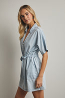 Collared Denim Mini Dress