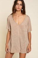 V-Neck Tee-Latte