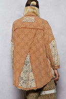 Vintage Washed Oversize Crochet Patches Shacket