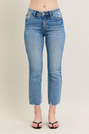Judy Blue Mid Rise Vintage Wash Destroy Hem Kick Flare