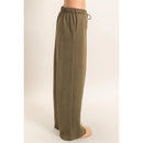 Suede Elastic Waistband Trousers