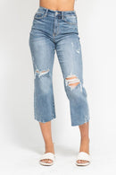 Judy Blue High Waist with Destroy Crop Wide Leg