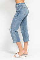 Judy Blue High Waist with Destroy Crop Wide Leg