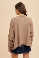 Garment Washed Crew Neck Top - Taupe