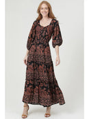 Smocked Bodice Sweetheart Neckline Maxi Dress