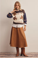 Stretched Suede A-Line Midi Skirt