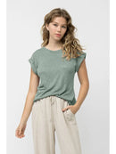 Hacci Slub Cuffed Sleeve Tee