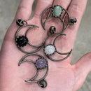 Moon Pendant Gunmetal with Crystal