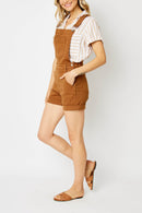 Judy Blue High Waisted Garment Dyed Destroy Cuffed Overall Shorts