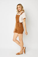 Judy Blue High Waisted Garment Dyed Destroy Cuffed Overall Shorts