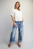 Solid Dolman Sleeve Blouse