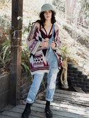 Boho Faux Fur Ruana Wrap with Cozy Pockets - Tribal Cardigan