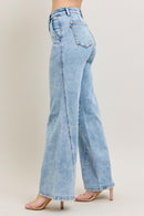Judy Blue High Waist Stone Wash Retro Wide Fit with Skewed Inseam