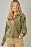 Corduroy Double Collared Pullover Jacket