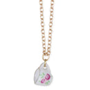 Pink White Ceramic Teacup Gold Necklace