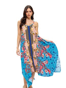 Beach Style Floral Slip Dress- Aqua