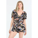 V Neck Twist Front Cut Out Short Sleeve Romper