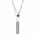 Double Chain with Stone Rectangle Necklace