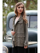 Vintage Light Wash Jacket- Military Green