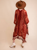 Velvet Mesh Tapestry Tassel Kimono