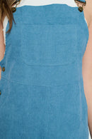 Square Neck Corduroy Dress with Pockets
