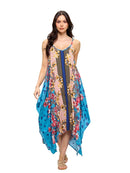 Beach Style Floral Slip Dress- Aqua
