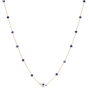 Delicate Chain Necklace with Stationed Crystals and Center Mother of Pearl Evil Eye