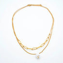 Gold Plated Pearl Double Layer Necklace