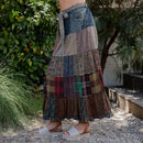 Western Boho Chic: Patchwork Belted Skirt- Vintage