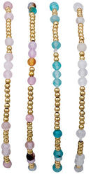 Elastic 2mm Gold Bead with Stone Bracelet