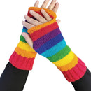 Fingerless Gloves Rainbow Fleece Lined