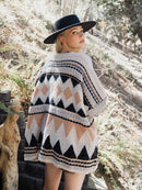 Boho Faux Fur Ruana Wrap with Cozy Pockets - Tribal Cardigan