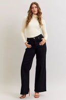 Judy Blue High Waisted Retro Wide Leg Black Denim Jeans