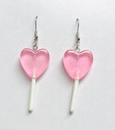 Pink Acrylic Lollipop Earrings Silver Wire