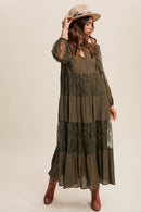 Tiered Lace Maxi Boho Dress