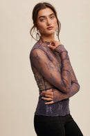 Sheer Lace Long-Sleeve Top