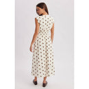 Polka Dot Zip Midi Dress- Cream