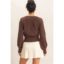 Wrap V Neck Sweater- Dark Brown