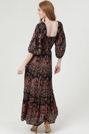 Smocked Bodice Sweetheart Neckline Maxi Dress