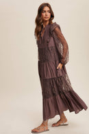 Tiered Lace Maxi Boho Dress
