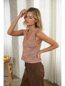 Multicolored Yarn Sleeveless V-Neck Sweater Vest