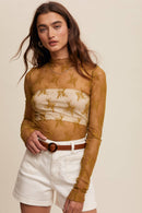 Sheer Lace Long-Sleeve Top