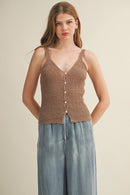 Pointelle Knit Scalloped Button Vest
